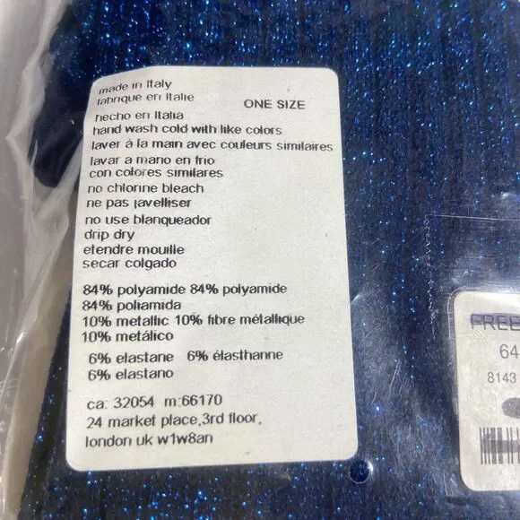 Free People Shimmer Tights NEW Dark Blue Ribbed One Size Boho Fall Made in Italy - Picture 7 of 8